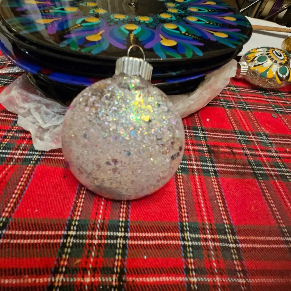 Hand-Painted Dancing Bear Christmas Ornament Purple Gold – Custom Orders